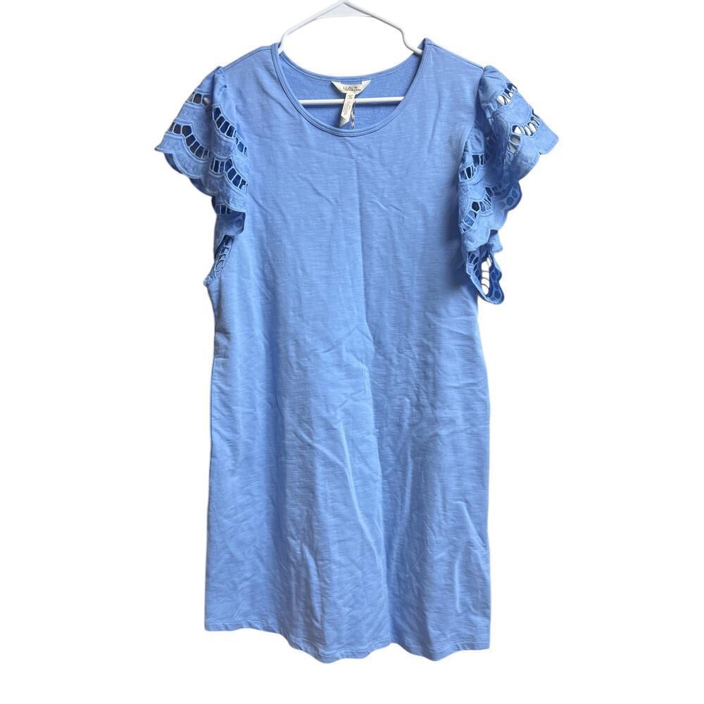 Matilda Jane In Season Shift Dress Blue Eyelet Lace Flutter Sleeve A Line Medium